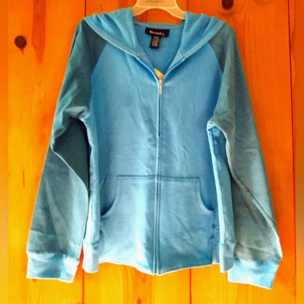 D&Co French Terry Raglan Denim Sleeve Hoodie